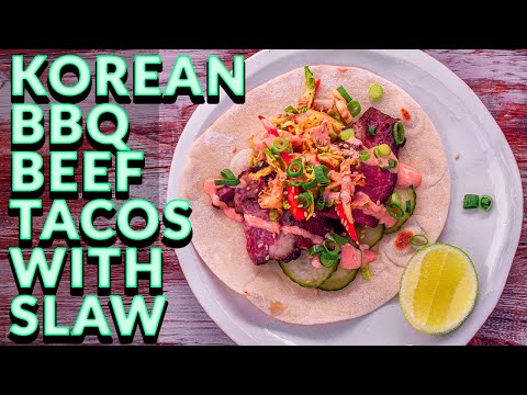 Korean BBQ Beef TACOS with Slaw