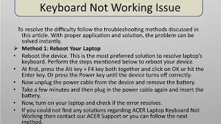 Steps to Fix Acer laptop keyboard not working