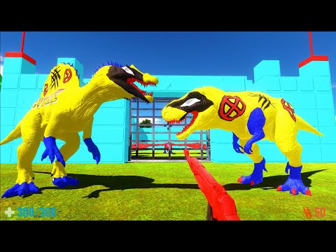 DEATH RUN vs WOLVERINE T-REX, SPINOSAURUS, MEGALODON DINOSAURS - Animal Revolt Battle Simulator