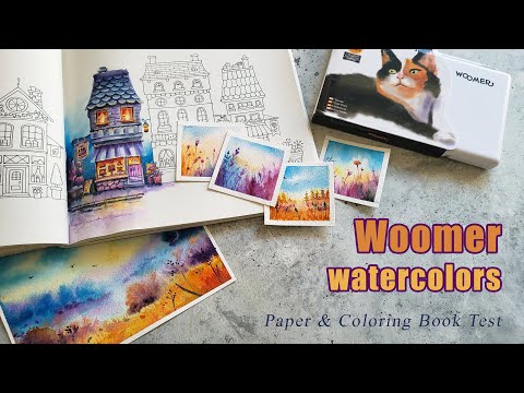 Woomer Watercolors Review & Demo | Painting Landscapes & Testing in a Coloring Book