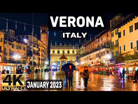 [4k] 🇮🇹 VERONA ITALY | RAINY EVENING WALKING TOUR | JANUARY 2023