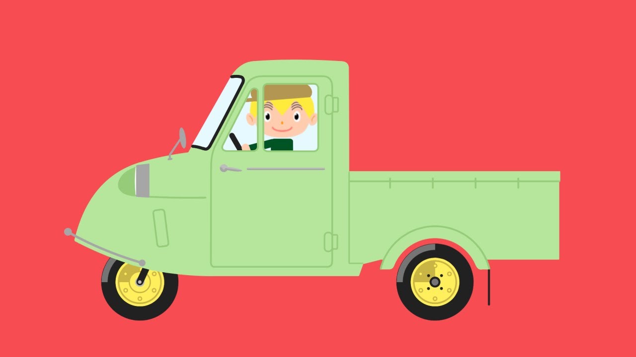 三輪自動車の絵を描きます【ダイハツ・ミゼット | イクマンのはたらくのりもの】