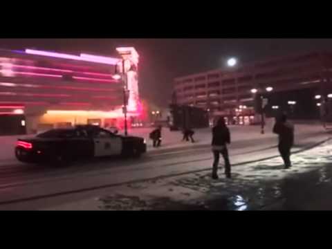 Policeman playing Snowball in Fight Break