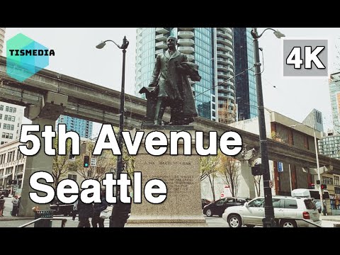【4K】🇺🇸🌇Walking around 5th Avenue in Seattle Downtown🎧, Washington, United States