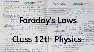 Faraday's Laws of Electromagnetic Induction, Chapter 6, Electromagnetic Induction, Class 12 Physics