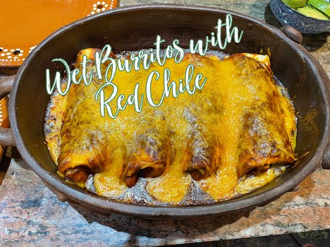 Wet Burritos With  Beef , Potatoes and Red Chile Sauce