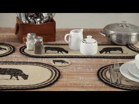Sawyer Mill Charcoal Cow Jute Braided table tops (trivets, coasters, placemats & table runners)
