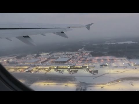 Lufthansa A321-200 snowy morning departure from Gothenburg Landvetter!