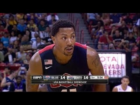 Derrick Rose Throws Down The Emphatic 2 Hand Jam 2014.08.01 in USA Team Showcase