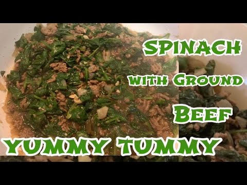 HOW TO COOK BABY SPINACH WITH GROUND BEEF &SOY SAUCE