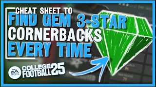 Cheat Sheet to Find 3-Star Gem CBs in College Football 25