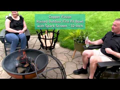 32 Inch Round Steel Wood Burning Fire Bowl in Copper By Ultimate Patio