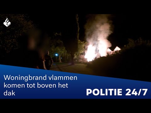 Brand in tuin vlammen tot boven het dak | POLITIE 24/7