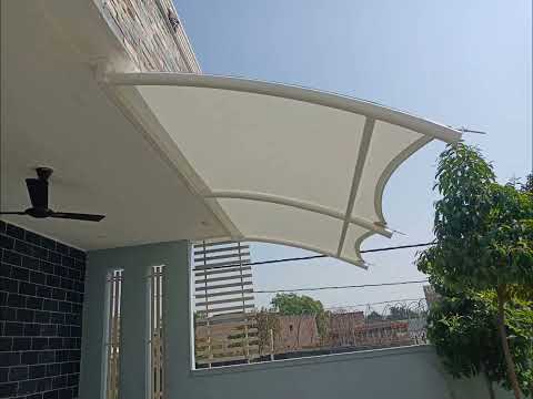 Pyramid car parking tensile structure, for exterior shelter,...