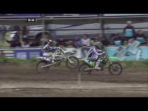 Dylan Ferrandis passes Thomas Covington FULLBACK MXGP of Great Britain MX2 Race 1 - motocross