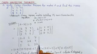 Caley Hamilton Theorem for the matrix || Caley Hamilton Theorem
