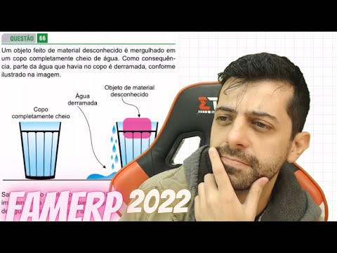 FAMERP 2022 Q66 - Um objeto feito de material desconhecido é mergulhado em um copo completamente