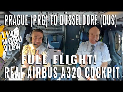 FULL AIRBUS COCKPIT FLIGHT: PRAGUE  🇨🇿 (PRG) TO DÜSSELDORF 🇩🇪 (DUS)!  IN REALTIME!  ! 6 CAM + AUDIO