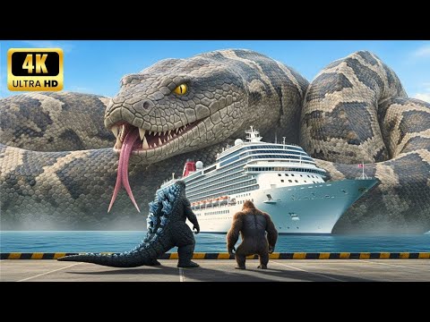 KING KONG and GODZILLA vs  GIANT PYTHON SNAKE Epic Battles From Space to the City