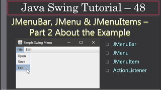 Download the video "JMenuBar, JMenu and JMenuItems | Part 2 Example | Swing Tutorials #48"