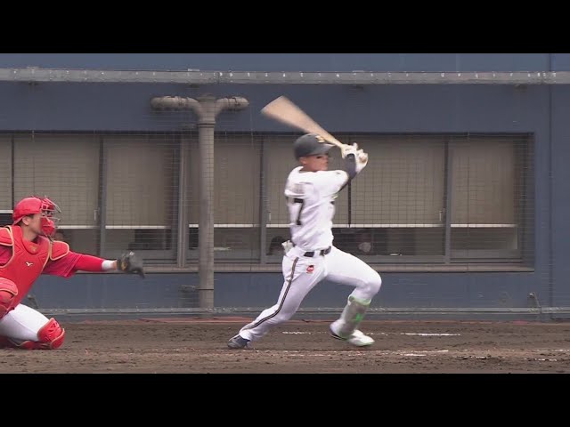 【2回裏】勝負強さを見せつける!! バファローズ・中川圭太 走者一掃タイムリー3ベースヒット!! 2023年3月17日 オリックス・バファローズ 対 広島東洋カープ