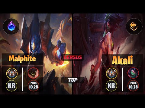 Challenger MALPHITE [Arcane Comet] (Top) VS  AKALI - Challenger KR Patch 10.25