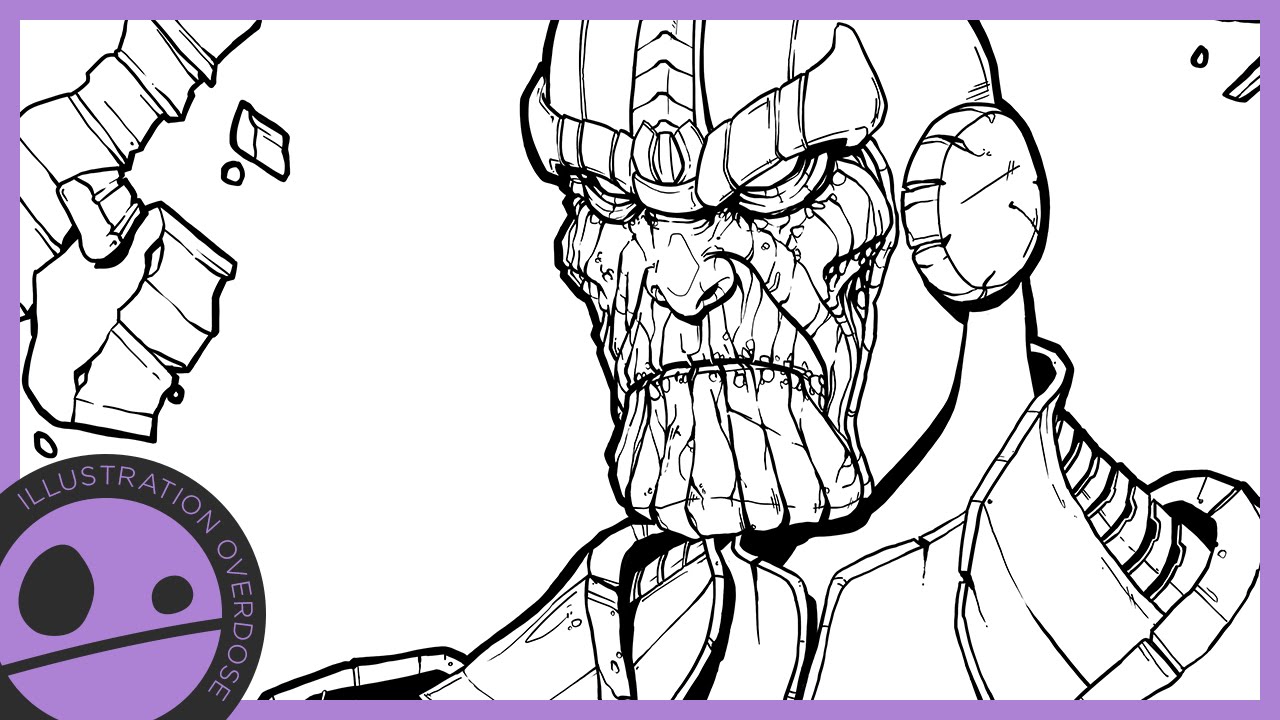 Let's Draw Thanos from Avengers Infinity War (Part 2 - Inking)