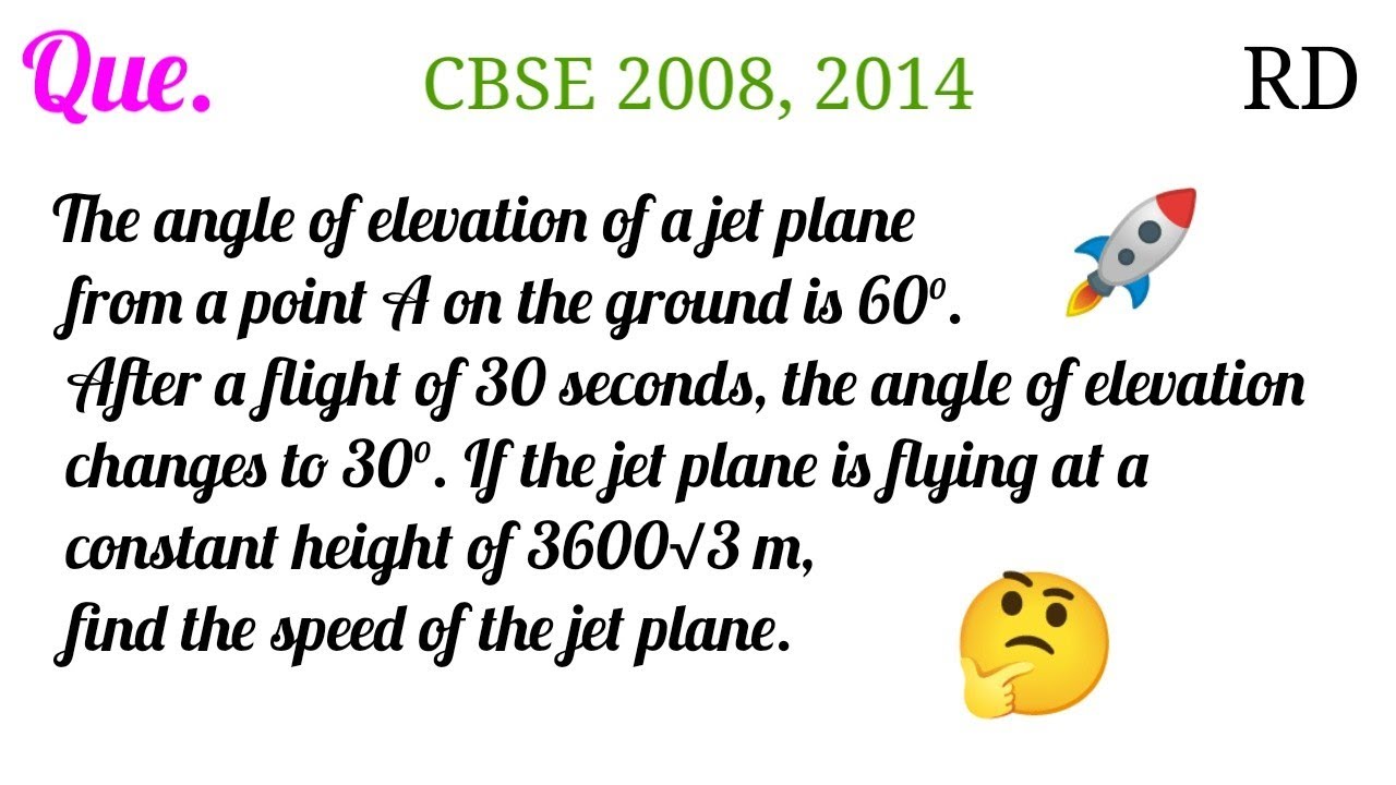 The angle of elevation of a jet plane from a point A on the ground is 60°. After a flight of...