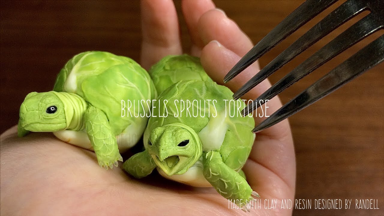 【樹脂粘土・レジン】芽キャベツのカメ【Clay,Resin】Brussels sprouts tortoise | turtle | DIY