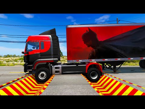 Trucks vs Upside Down Speed Bumps - beamng drive