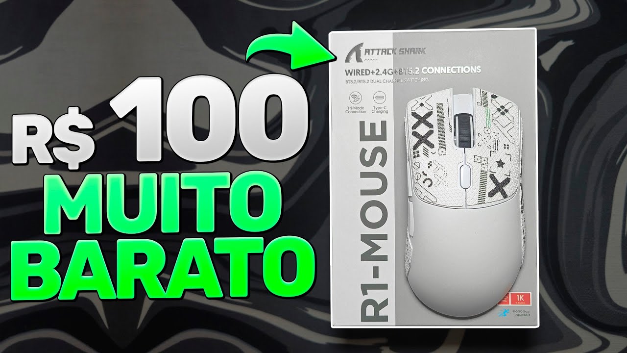 ATTACK SHARK R1 - MOUSE BOM e BARATO pra JOGOS ! UNBOXING e REVIEW