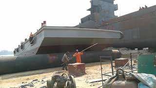 preview picture of video 'Barge launching video in Delta shipyard  Ltd'