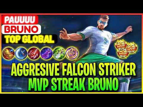 Aggresive Falcon Striker, MVP Streak Bruno - Top Global Bruno Pauuuu - Mobile Legends Gameplay