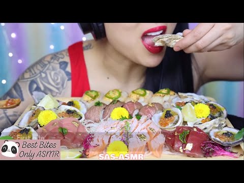 Best Bites Only ASMR | SUSHI PLATTER Oyster, Otoro, Sakatoro, Scallop, Wagyu | SAS-ASMR