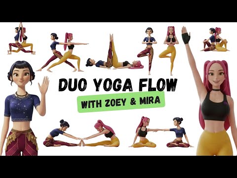 Kids Duo yoga poses | Best partner yoga poses with Zoey & Mira - Kpop demon Hunters