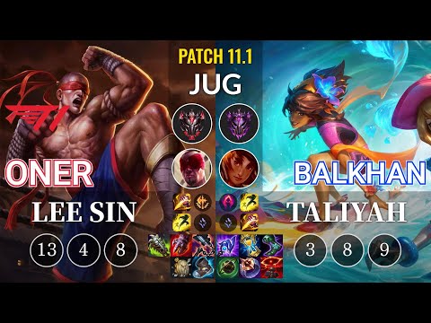 T1 Oner Lee Sin vs BalKhan Taliyah Jungle - KR Patch 11.1