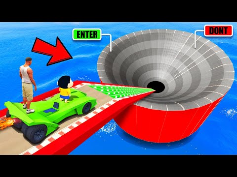 SHINCHAN AND FRANKLIN TRIED THE SECRET GIANT FUNNEL PARKOUR CHALLENGE GTA 5
