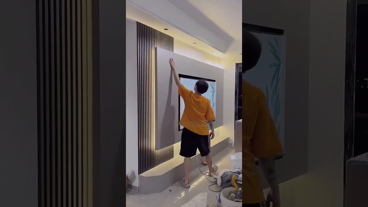 Embedded TV wall design #interiordesign #wallboard #buildingmaterials #walldecor