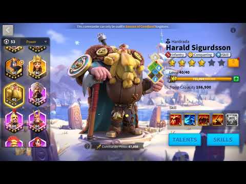 Rok080-VIP15-52M Power - Tier V infantry - maxed 7 legend heroes, 15k gems