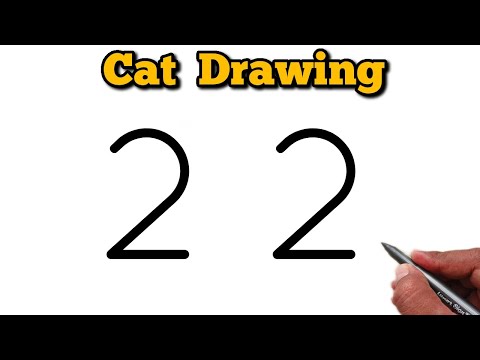 🐱 How to Draw a Cute Cat from Number 22 | Simple Art for Beginners