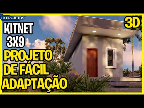 KITNET PEQUENA DECORADA - Projeto de kitnet de 3x9