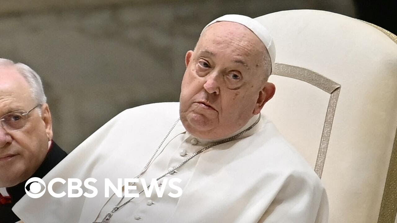 Pope Francis has "peaceful night" in hospital after double pneumonia diagnosis, Vatican says
