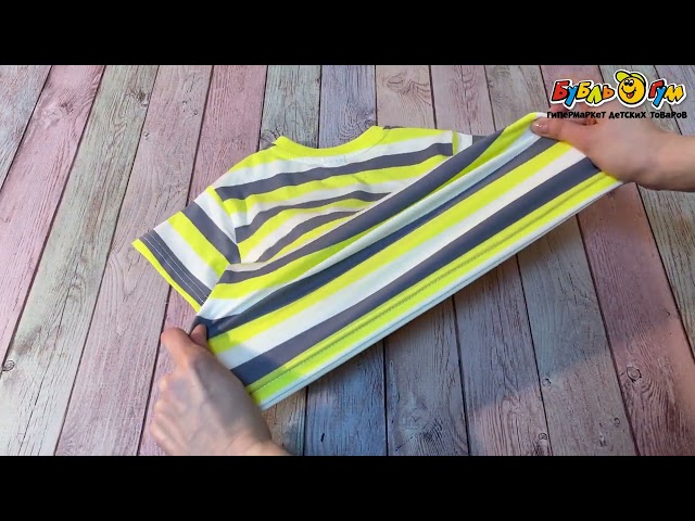 Футболка Lanson Kids с принтом в полоску желто-серая - видео