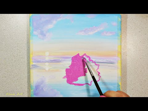 Sunrise Seascape & Rose on the Beach | Acrylic Painting for Beginners #51