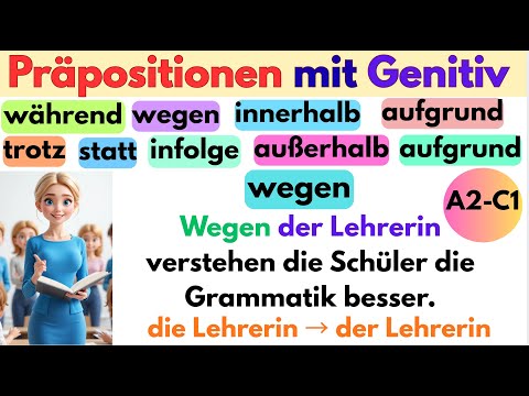🎯 Präpositionen mit Genitiv (A2–C1) einfach erklärt – 200 Alltagssätze