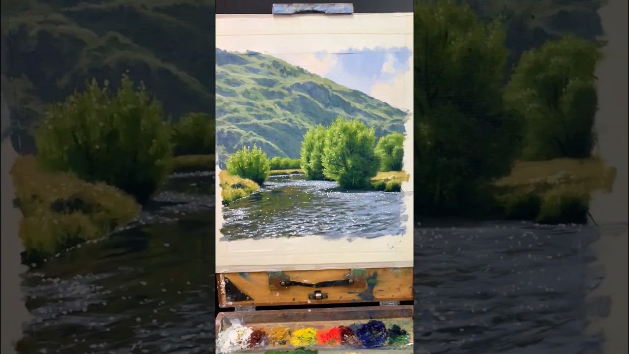 How to Paint REALISTIC WATER #art #landscapepainting #paint #oilpainting #paintwater