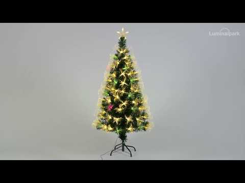 HOMCOM Sapin De Noël Artificiel 120cm Fibre Optique Lumineux - 130 LED Multicolores Vert Avec Variation De Couleurs