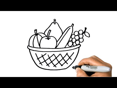 How to DRAW a Basket of FRUITS Easy and Simple