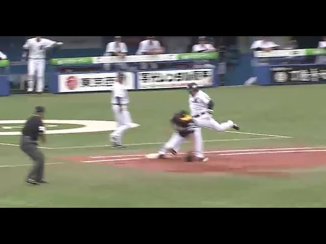 【1回裏】最後は脚を伸ばしてセーフ!! マリーンズベテラン・井口が全力疾走で先制内野安打  2015/9/27 M-H