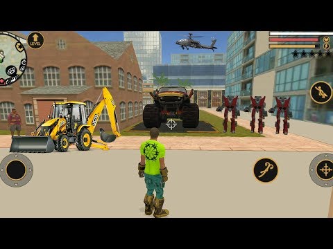 Vegas Crime Simulator (Vegas Hero With Monster Truck + JCB) Helicopter Destroy Car Robot - HD